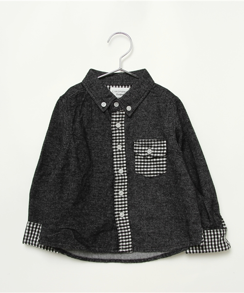 CIAOPANIC TYPY(チャオパニックティピー)の「【CIAOPANIC TYPY】起毛フランネルボタンダウン(シャツ/ブラウス・キッズ・ホワイト/ネイビー・135/105/95/125/115)」の2枚目の写真