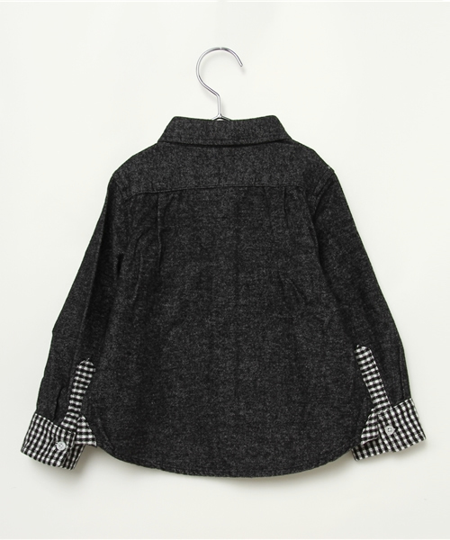 CIAOPANIC TYPY(チャオパニックティピー)の「【CIAOPANIC TYPY】起毛フランネルボタンダウン(シャツ/ブラウス・キッズ・ホワイト/ネイビー・135/105/95/125/115)」の3枚目の写真
