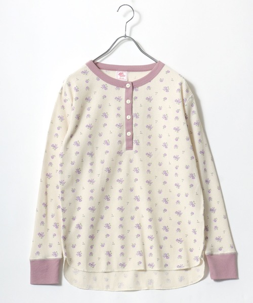 JEMORGAN(ジェーイーモーガン)の「JEMORGAN(ジェーイーモーガン)ワッフル花柄ヘンリーネック サーマルロンT/リンガーT/長袖/ルームウェア レディース(Tシャツ/カットソー・レディース・ピンク系その他/イエロー系その他/パープル系その他/ブルー系その他・FREE)」の14枚目の写真