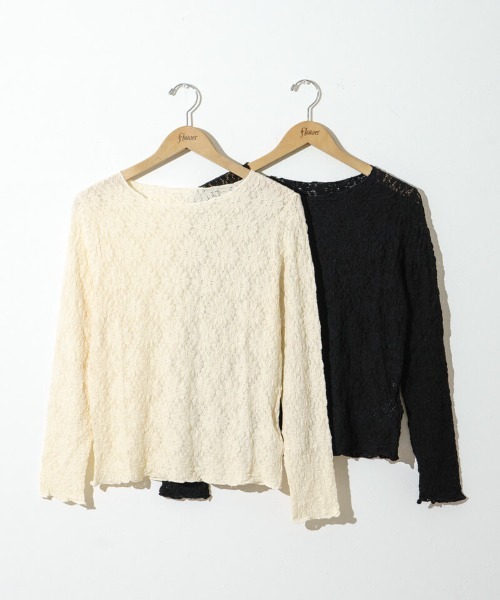flower（フラワー）の「シャビーレーストップ4（Tシャツ/カットソー・レディース・アイボリー/ブラック・FREE）」の3枚目の写真