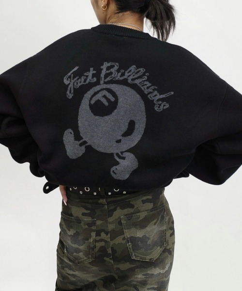 WHO'S WHO gallery（フーズフーギャラリー）の「【3サイズ展開/UNISEX】COOPER FACTビリヤードロゴビッグニット（ニット/セーター・レディース・パープル/ライトグレー/アイボリー/ブラック/チャコールグレー/ブラック系その他・MEDIUM/LARGE/X-LARGE）」の3枚目の写真