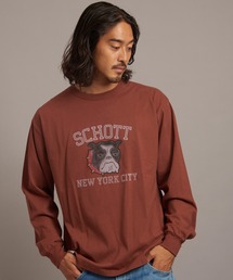 SCHOTT-COLOR FLOCKY BULLDOG LS　TEE