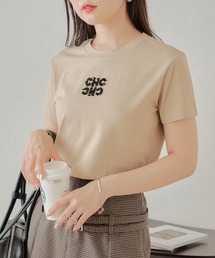 ビーズロゴ入り刺繍チビT