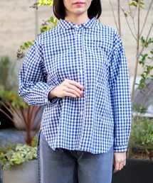 [D.M.G / ディーエムジー] タイプライターチェック ラウンドカラーシャツ