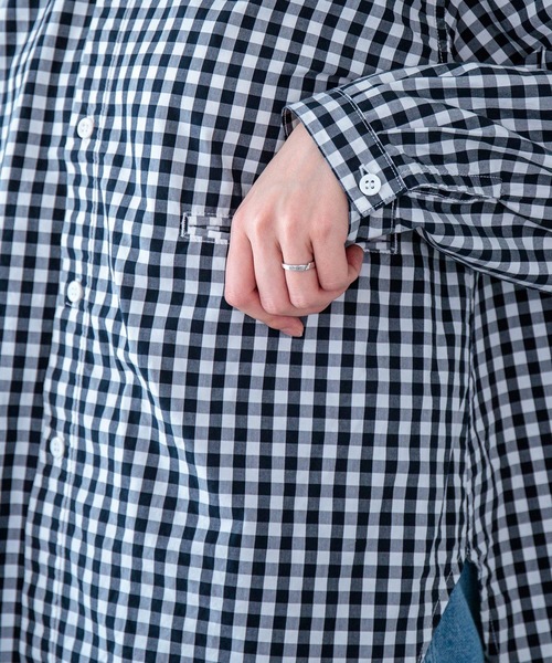 D.M.G.（ドミンゴ）の「[D.M.G / ディーエムジー] タイプライターチェック ラウンドカラーシャツ（シャツ/ブラウス・レディース・ブラック系その他/ブルー系その他・3/2）」の21枚目の写真