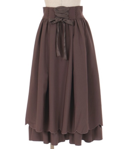 axes femme POETIQUE（アクシーズファムポエティック）の「裾スカラップスカート（スカート・レディース・ブラウン/グリーン/ブラック・MEDIUM）」の14枚目の写真