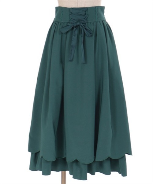 axes femme POETIQUE（アクシーズファムポエティック）の「裾スカラップスカート（スカート・レディース・ブラウン/グリーン/ブラック・MEDIUM）」の22枚目の写真