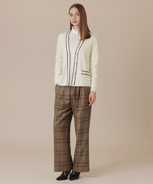 MACKINTOSH LONDON（マッキントッシュ ロンドン）の「クリアニットバイカラーカーディガン（カーディガン/ボレロ・レディース・グレー系その他2/オフホワイト/ブラック・38）」の4枚目の写真