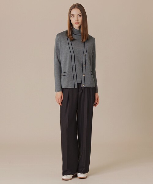 MACKINTOSH LONDON（マッキントッシュ ロンドン）の「クリアニットバイカラーカーディガン（カーディガン/ボレロ・レディース・グレー系その他2/オフホワイト/ブラック・38）」の5枚目の写真