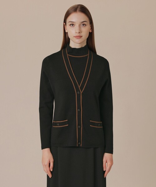 MACKINTOSH LONDON（マッキントッシュ ロンドン）の「クリアニットバイカラーカーディガン（カーディガン/ボレロ・レディース・グレー系その他2/オフホワイト/ブラック・38）」の7枚目の写真