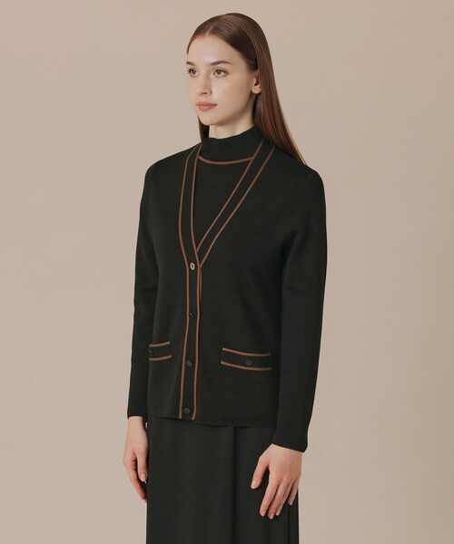 MACKINTOSH LONDON（マッキントッシュ ロンドン）の「クリアニットバイカラーカーディガン（カーディガン/ボレロ・レディース・グレー系その他2/オフホワイト/ブラック・38）」の8枚目の写真