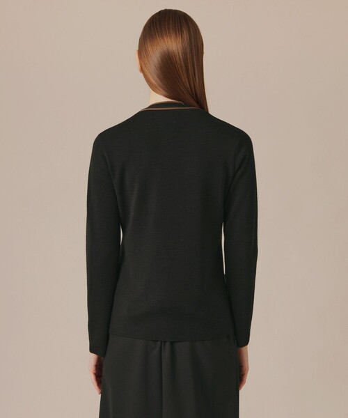 MACKINTOSH LONDON（マッキントッシュ ロンドン）の「クリアニットバイカラーカーディガン（カーディガン/ボレロ・レディース・グレー系その他2/オフホワイト/ブラック・38）」の9枚目の写真