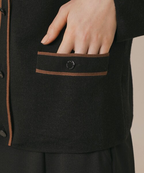 MACKINTOSH LONDON（マッキントッシュ ロンドン）の「クリアニットバイカラーカーディガン（カーディガン/ボレロ・レディース・グレー系その他2/オフホワイト/ブラック・38）」の11枚目の写真