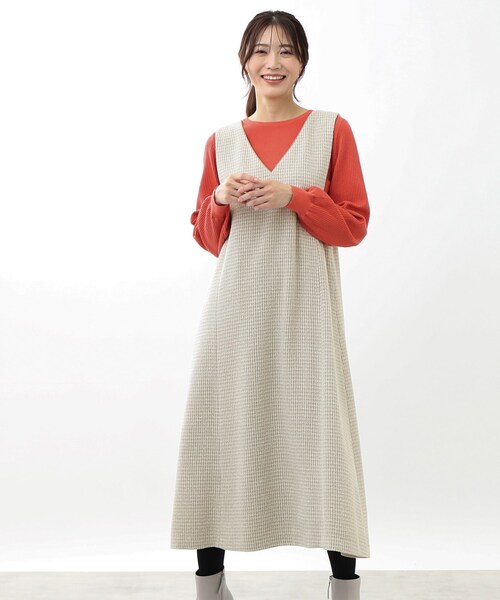 【セール】【手洗い可】Aラインフレアジャンパードレス（ワンピース）｜Reflect（リフレクト） 11,070円