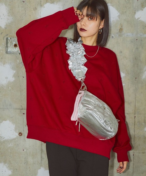 ELLEgirl（エルガール）の「フリルショルダーキルトバッグ（ショルダーバッグ・レディース・シルバー/ブラック/アイボリー・FREE）」の12枚目の写真