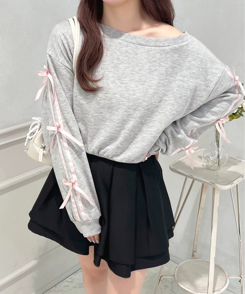 apres jour(アプレジュール)の「2WAYワンショルラインスウェット【ZOZOTOWN限定アイテム】(スウェット・レディース・グレー/ホワイト/ピンク・X-LARGE/フリー)」の11枚目の写真