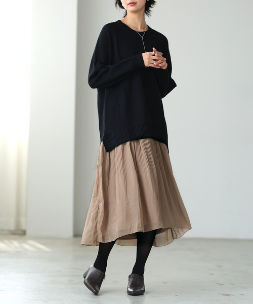 itto...(イット)の「ニット&プリーツスカートドッキングワンピース(ワンピース・レディース・ベージュ/グレー/ライトベージュ/ブラック・M)」の11枚目の写真
