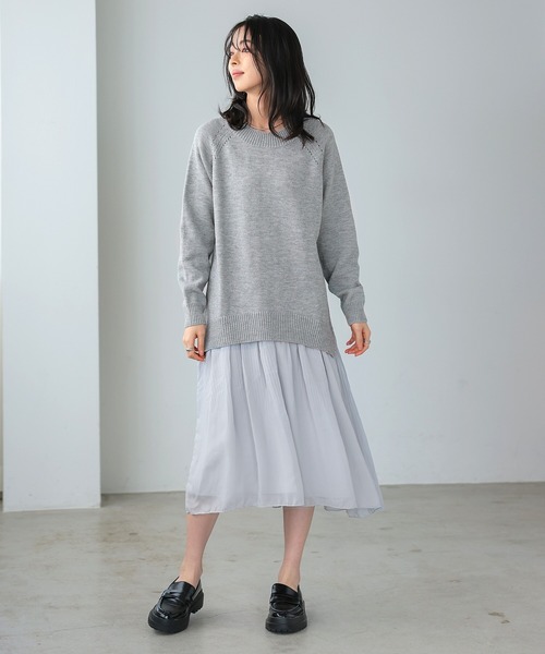 itto...(イット)の「ニット&プリーツスカートドッキングワンピース(ワンピース・レディース・ベージュ/グレー/ライトベージュ/ブラック・M)」の14枚目の写真