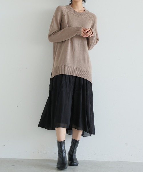 itto...(イット)の「ニット&プリーツスカートドッキングワンピース(ワンピース・レディース・ベージュ/グレー/ライトベージュ/ブラック・M)」の20枚目の写真