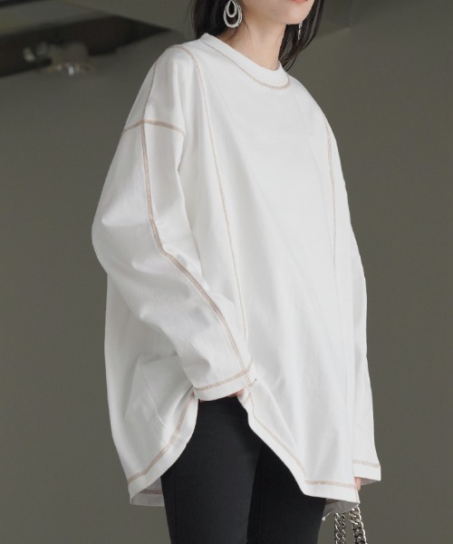 HUG.U(ハグユー)の「ヘビーオンスロンT(Tシャツ/カットソー・レディース・ダークグレー/ライトブルー/カーキ/ブラック/ホワイト/ベージュ・FREE)」の12枚目の写真