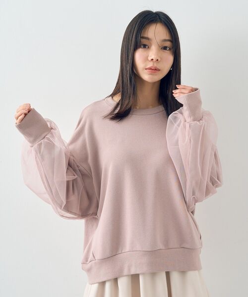 earth music&ecology(アースミュージックアンドエコロジー)の「チュールスリーブスウェット(スウェット・レディース・ブルー/ブラック/アイボリー/ピンク・FREE)」の19枚目の写真