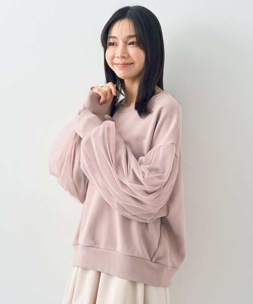 earth music&ecology(アースミュージックアンドエコロジー)の「チュールスリーブスウェット(スウェット・レディース・ブルー/ブラック/アイボリー/ピンク・FREE)」の21枚目の写真