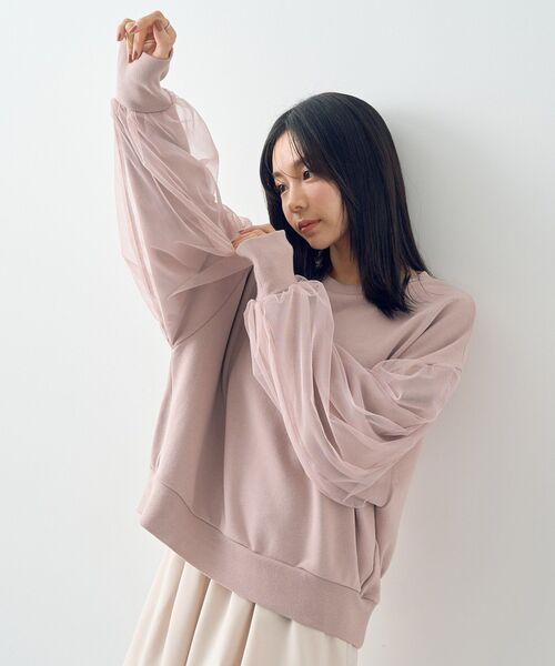 earth music&ecology(アースミュージックアンドエコロジー)の「チュールスリーブスウェット(スウェット・レディース・ブルー/ブラック/アイボリー/ピンク・FREE)」の22枚目の写真