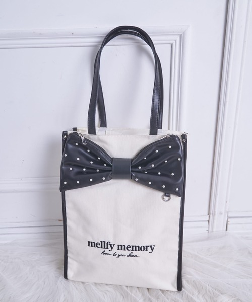 mellfy memory(メルフィーメモリー)の「Hug the ribbon tote Bag(トートバッグ・レディース・ピンク/ブラック/サックスブルー・FREE)」の2枚目の写真