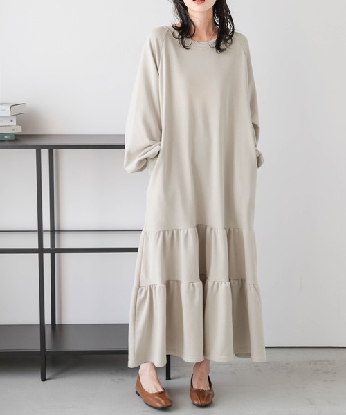 ルールロジェット　半袖ワンピース　ロング丈　ワッペン　日本製　綿　ホワイト　1 高身長 吸汗速乾・UVカットポロマキシワンピース （トール