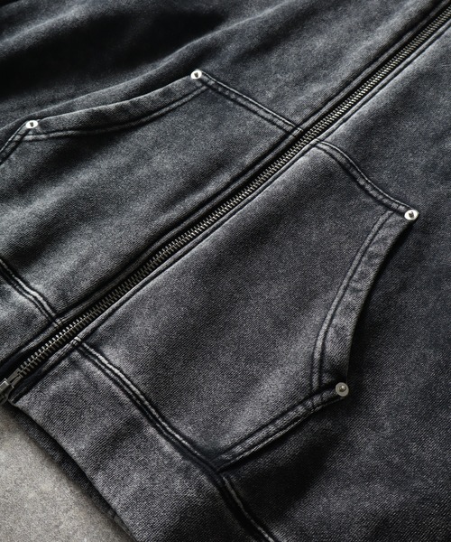 LANDNESS(ランドネス)の「【LANDNESS/ランドネス】ヘビーウェイト裏起毛 ダブルニーリベットデザイン オーバージップアップパーカー(パーカー・メンズ・ホワイト/ブラック/ブラック系その他/ブルー・S/M/L)」の9枚目の写真