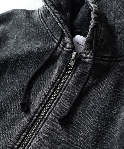 LANDNESS(ランドネス)の「【LANDNESS/ランドネス】ヘビーウェイト裏起毛 ダブルニーリベットデザイン オーバージップアップパーカー(パーカー・メンズ・ホワイト/ブラック/ブラック系その他/ブルー・S/M/L)」の7枚目の写真