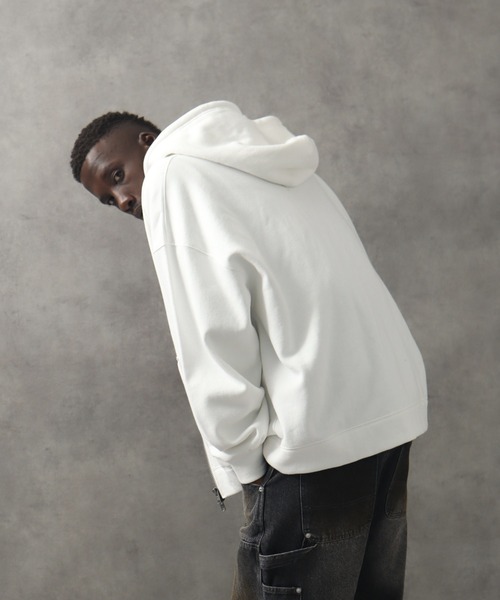 LANDNESS(ランドネス)の「【LANDNESS/ランドネス】ヘビーウェイト裏起毛 ダブルニーリベットデザイン オーバージップアップパーカー(パーカー・メンズ・ホワイト/ブラック/ブラック系その他/ブルー・S/M/L)」の17枚目の写真