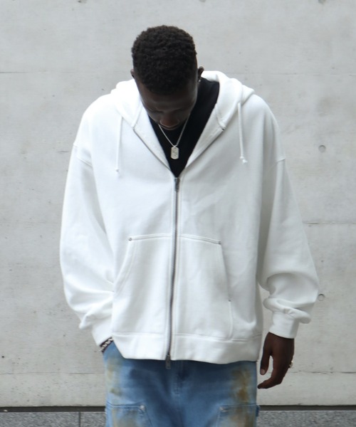 LANDNESS(ランドネス)の「【LANDNESS/ランドネス】ヘビーウェイト裏起毛 ダブルニーリベットデザイン オーバージップアップパーカー(パーカー・メンズ・ホワイト/ブラック/ブラック系その他/ブルー・S/M/L)」の20枚目の写真