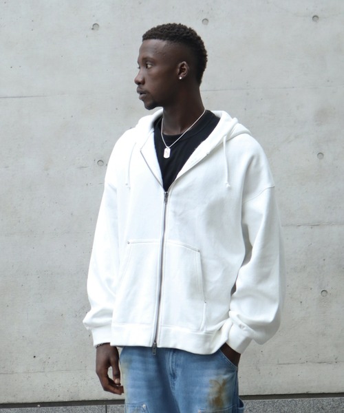 LANDNESS(ランドネス)の「【LANDNESS/ランドネス】ヘビーウェイト裏起毛 ダブルニーリベットデザイン オーバージップアップパーカー(パーカー・メンズ・ホワイト/ブラック/ブラック系その他/ブルー・S/M/L)」の21枚目の写真