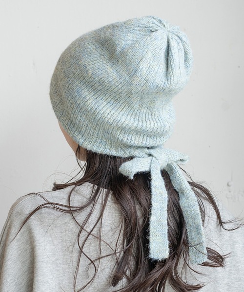 14+(イチヨンプラス)の「リボンニットビーニー(ニットキャップ/ビーニー・レディース・ブラック/グレー/ベージュ/グリーン・FREE)」の4枚目の写真