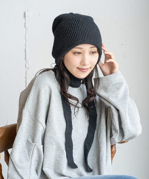 14+(イチヨンプラス)の「リボンニットビーニー(ニットキャップ/ビーニー・レディース・ブラック/グレー/ベージュ/グリーン・FREE)」の17枚目の写真