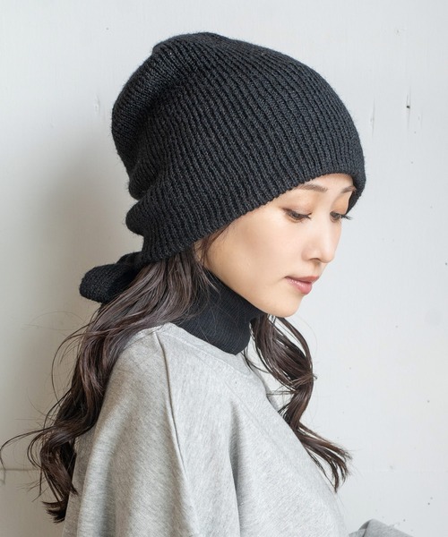 14+(イチヨンプラス)の「リボンニットビーニー(ニットキャップ/ビーニー・レディース・ブラック/グレー/ベージュ/グリーン・FREE)」の15枚目の写真