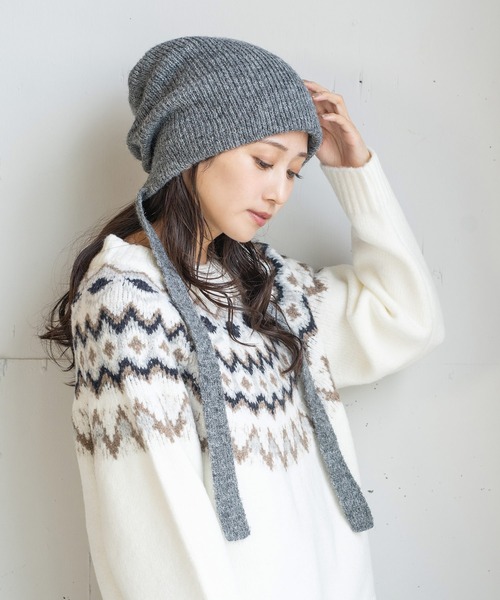 14+(イチヨンプラス)の「リボンニットビーニー(ニットキャップ/ビーニー・レディース・ブラック/グレー/ベージュ/グリーン・FREE)」の19枚目の写真