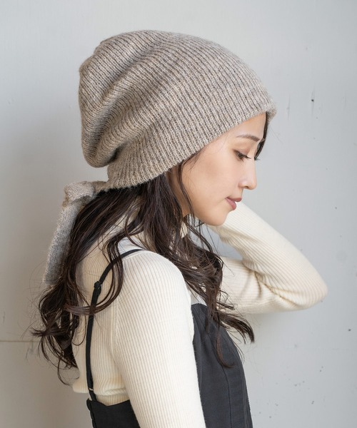 14+(イチヨンプラス)の「リボンニットビーニー(ニットキャップ/ビーニー・レディース・ブラック/グレー/ベージュ/グリーン・FREE)」の20枚目の写真