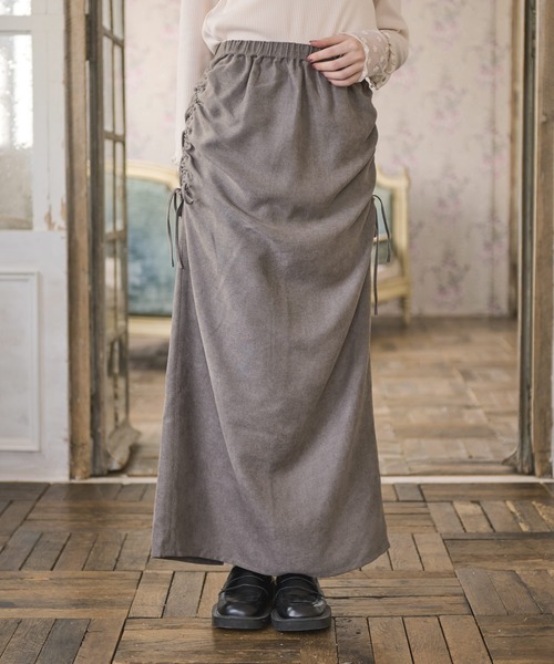 Crisp（クリスプ）の「サイドリボンストレートスカート（スカート・レディース・カーキ/グレー・FREE）」の6枚目の写真