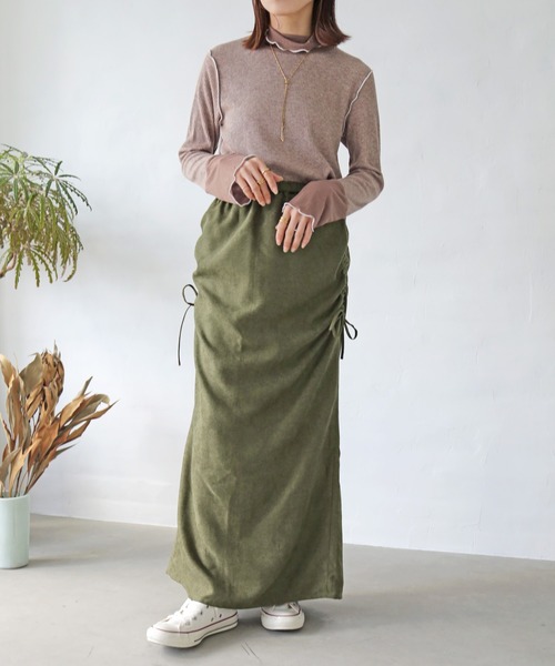 Crisp（クリスプ）の「サイドリボンストレートスカート（スカート・レディース・カーキ/グレー・FREE）」の10枚目の写真