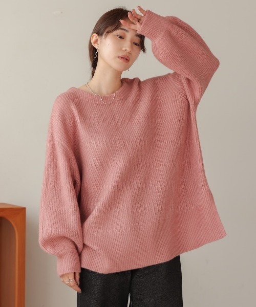 Bab(バブ)の「エアリーヤーンバックオープンニット(ニット/セーター・レディース・アイボリー/レッド/ベージュ/チャコールグレー・FREE)」の13枚目の写真