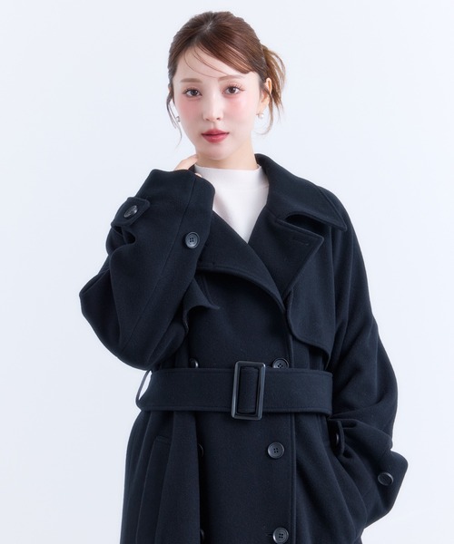 eimy istoire スタンドカラーウールトレンチコート　ブラウン　Ｍ エイミーイストワール EIMY ISTOIRE スタンドカラーウールトレンチ