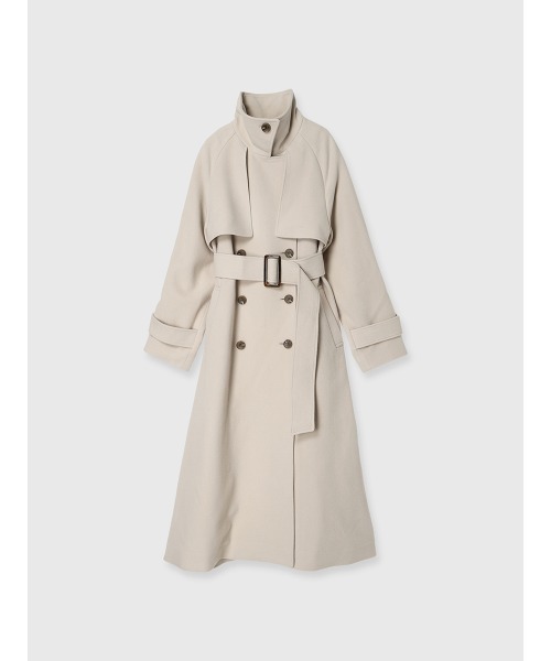 eimy istoire スタンドカラーウールトレンチコート　ブラウン　Ｍ エイミーイストワール EIMY ISTOIRE スタンドカラーウールトレンチ