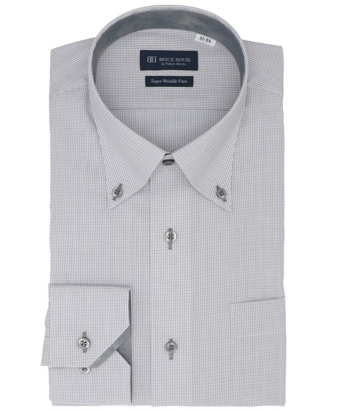 TOKYO SHIRTS(トウキョウシャツ)の「超形態安定ノーアイロン ボタンダウン 長袖ビジネスワイシャツ(ビジネスシャツ・メンズ・グレー・首回り39cm-裄丈80cm/首回り39cm-裄丈84cm/首回り41cm-裄丈82cm/首回り41cm-裄丈86cm/首回り42cm-裄丈82cm/首回り42cm-裄丈86cm/首回り43cm-裄丈82cm/首回り43cm-裄丈86cm/首回り37cm-裄丈80cm/首回り37cm-裄丈84cm)」の1枚目の写真
