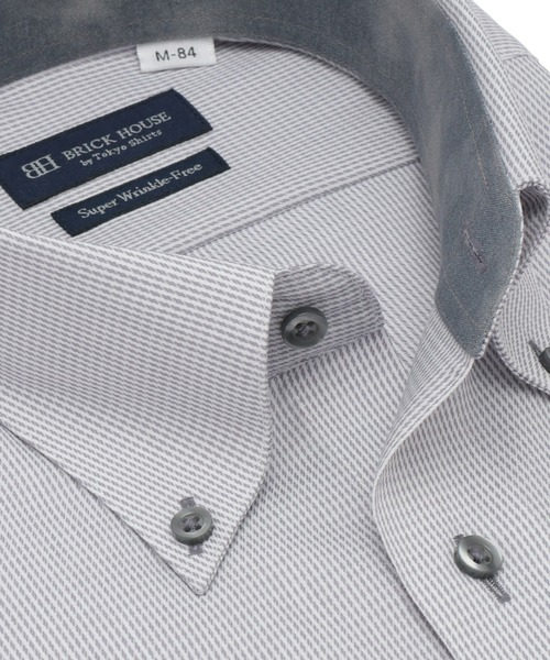 TOKYO SHIRTS(トウキョウシャツ)の「超形態安定ノーアイロン ボタンダウン 長袖ビジネスワイシャツ(ビジネスシャツ・メンズ・グレー・首回り39cm-裄丈80cm/首回り39cm-裄丈84cm/首回り41cm-裄丈82cm/首回り41cm-裄丈86cm/首回り42cm-裄丈82cm/首回り42cm-裄丈86cm/首回り43cm-裄丈82cm/首回り43cm-裄丈86cm/首回り37cm-裄丈80cm/首回り37cm-裄丈84cm)」の2枚目の写真