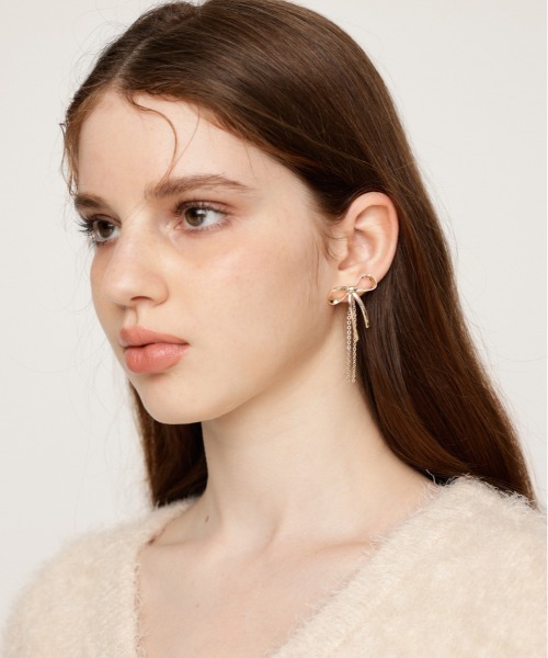 SLY（スライ）の「RIBBON P/EARRING リボン ピアス イヤリング（ピアス（両耳用）・レディース・ゴールド/シルバー・FREE）」の7枚目の写真