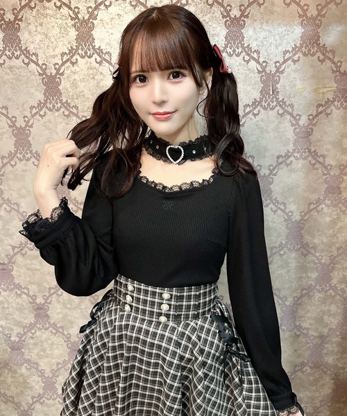 ハートバックルチョーカーテレコトップス（Tシャツ/カットソー）｜ROJITA（ロジータ）