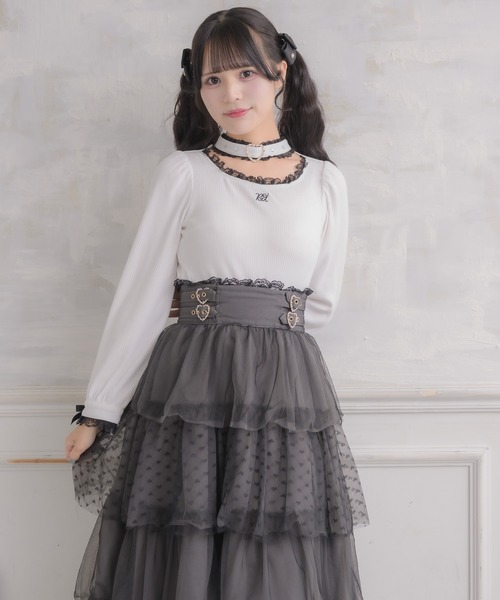 セール】ハートバックルチョーカーテレコトップス（Tシャツ/カットソー