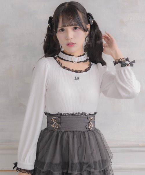 セール】ハートバックルチョーカーテレコトップス（Tシャツ/カットソー